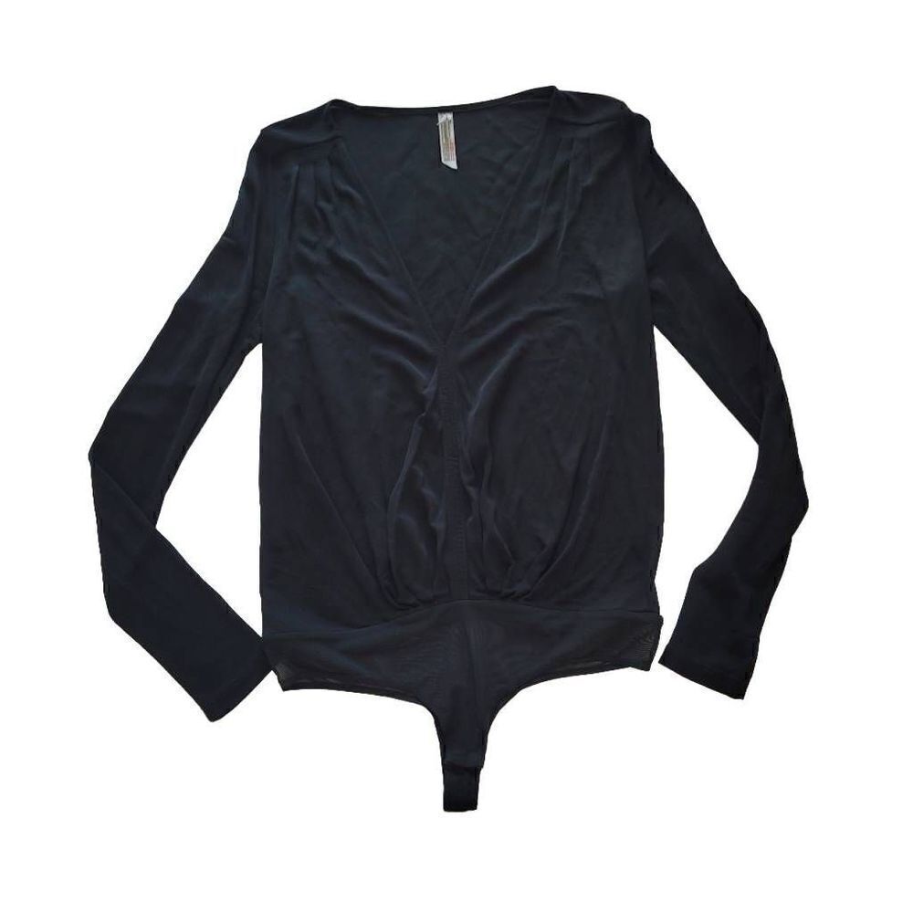 Free people womens Sz S black long sleeve bodysuit blouse